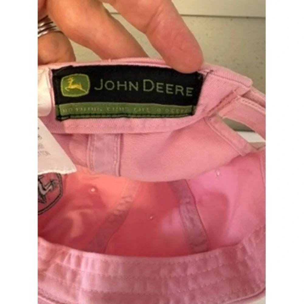 John Deere Pink Cotton Adjustable Baseball Cap Hat Kids Girls Embroidered Logo